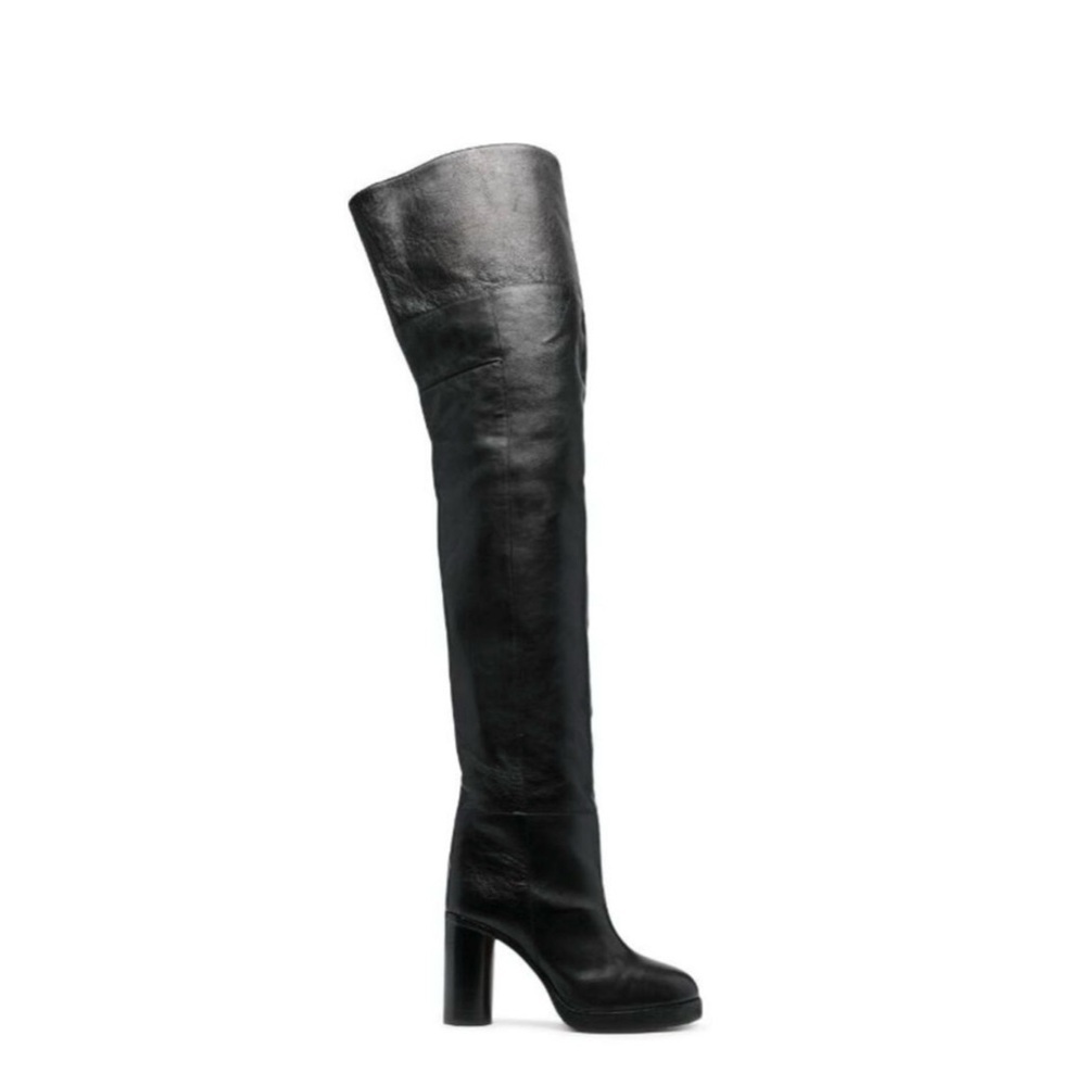 Isabel Marant Lurna Over The Knee Boots Black Leather Size 37/7 Party City Chic